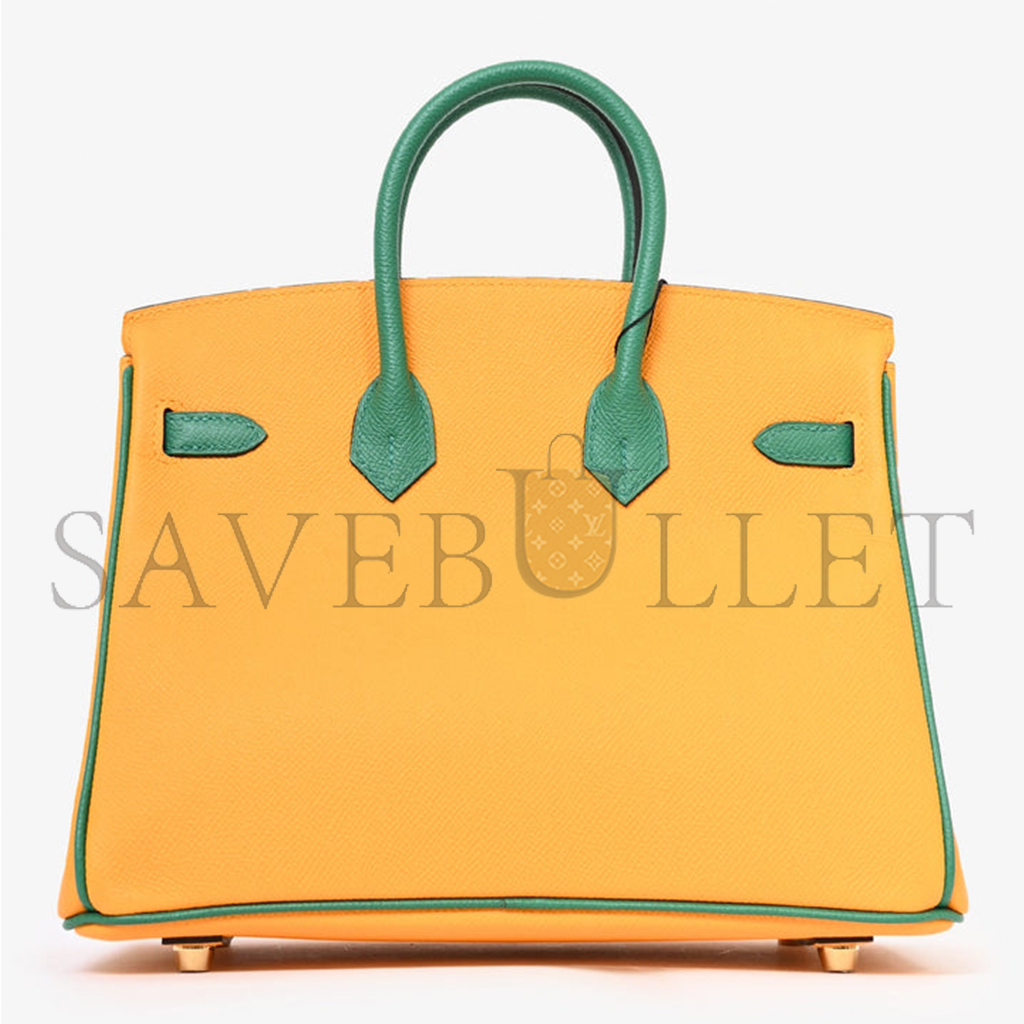 H**mes master birkin 30 togo leather sun yellow and peacock green with gold buckle bag h028365cc30 (30*23*15cm)